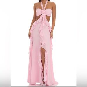Lucy in the Sky Pink Backless Ruffle Dress